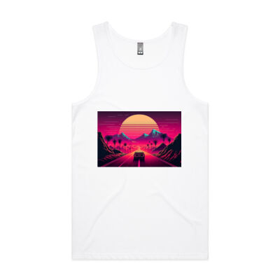 Mens Retro Sunset Singlet. Thumbnail